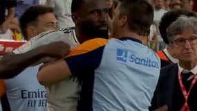 La rage d'Antonio Rüdiger, défenseur du Real Madrid, en finale de Coupe du roi, 26 avril 2025