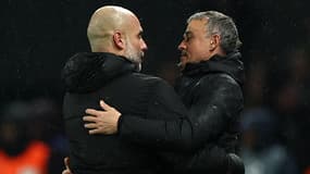 La belle accolade entre Pep Guardiola et Luis Enrique lors de PSG-Manchester City en Ligue des champions, le