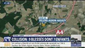 Collision entre un car et un camion: "Il y avait des travaux, mais pas de dangerosité particulière", assure la préfecture de l'Aisne