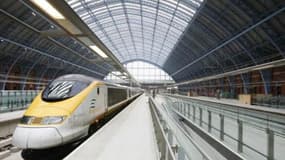 Un Eurostar en gare de Londres, St Pancras. (illustration)
