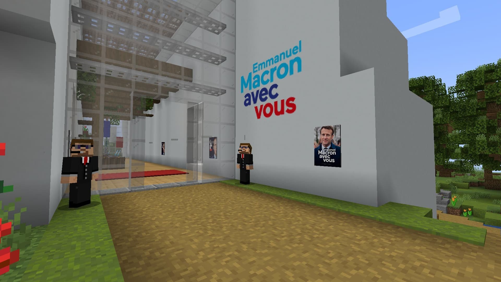 L'entrée de la salle du meeting