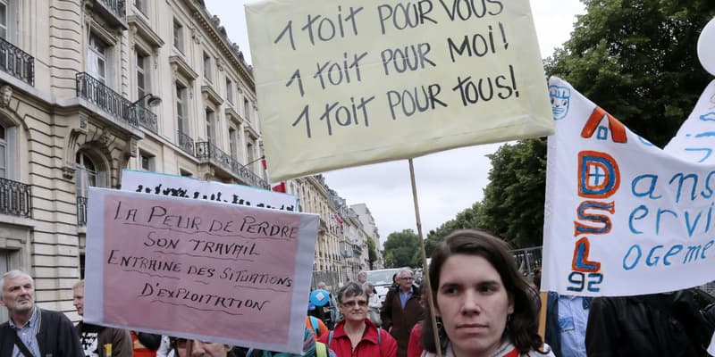 Une manifestation contre la pauvreté organisée par le Secours catholique, le 28 juin 2013