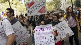 Des étudiants manifestent pour la droit au référendum, le 28 septembre 2017.