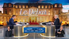 Emmanuel Macron et Marine Le Pen mercredi 20 avril 2022 lors du débat d'entre-deux-tours