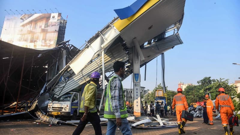 Bombay: un panneau publicitaire chute pendant une tempête, au moins 12 morts