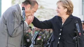 Jacques Chirac et Angela Merkel le 3 mai 2007 à Berlin