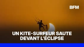 Espagne: la figure d'un kite-surfeur devant l'éclipse