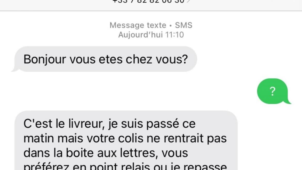 Après une première réponse, l'escroc se fait passer pour un livreur.