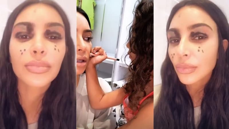 Kim Kardashian se fait maquiller par sa fille North et sa nièce Dream