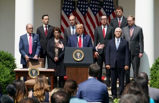 Donald Trump lors d'une conférence de presse dans les jardins de la Maison Blanche, le 5 juin 2020 Donald Trump lors d'une conférence de presse dans les jardins de la Maison Blanche, le 5 juin 2020