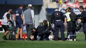 Posolo Tuilagi blessé lors de Perpignan-Clermont, le 28 septembre 2024.