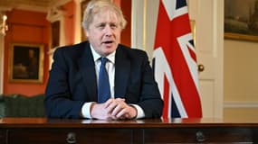  Le Premier ministre britannique Boris Johnson, le 24 février 2022 au 10 Downing Street, à Londres