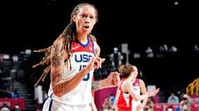 Brittney Griner avec l'équipe de basket des USA aux JO de Tokyo, le 8 août 2021.