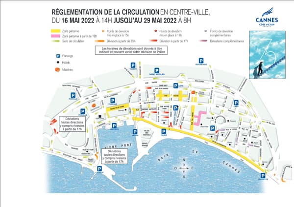 Les restrictions de circulation dans le centre-ville de Cannes pendant le Festival.