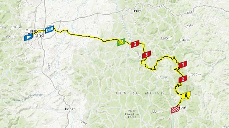 Le parcours de la 6e étape du Tour de France féminin 2025 entre Clermont-Ferrand et Ambert
