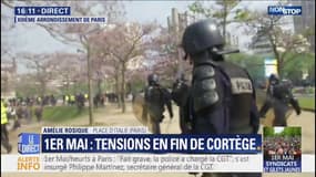 1er-mai à Paris : vives tensions à l'arrivée du cortège place d'Italie