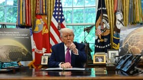 Le président américain Donald Trump s'exprime dans le Bureau ovale de la Maison Blanche le 20 mai 2025, à Washington.