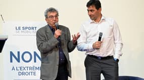 André Giraud et Stéphane Nomis lors du rassemblement contre l'extrême droite