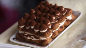 Un tiramisu présenté à la Coupe du monde du meilleur tiramisu à Badoere, près de Trevise, le 4 novembre 2017