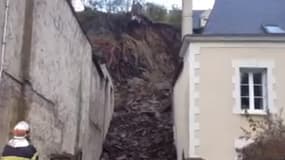 Image de l'éboulement à Segré survenu jeudi en Maine-et-Loire.