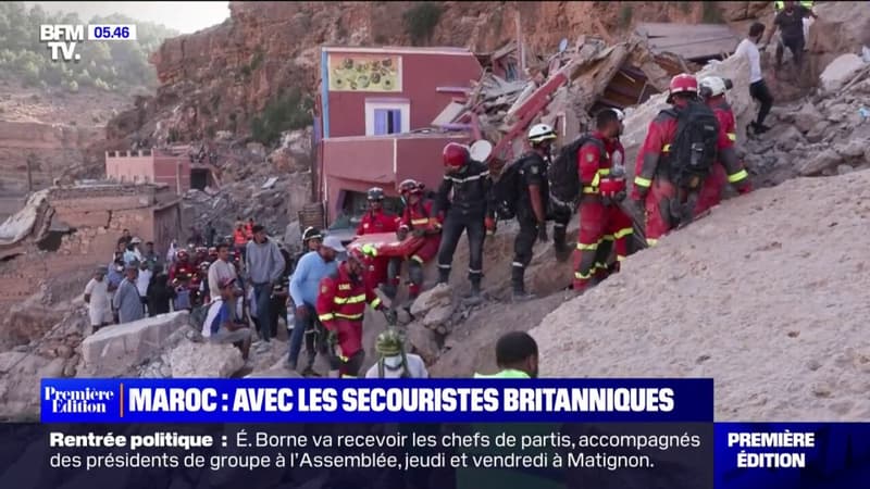 Séisme au Maroc: aux côtés des secouristes étrangers dans le village d'Imi N'Tala, détruit par l'effondrement d'une falaise
