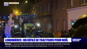 Seine-Maritime: un défilé de tracteurs aux couleurs de Noël à Londinières