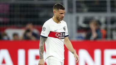 Lucas Hernandez dépité lors d'un match du PSG contre Dortmund, mai 2024