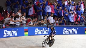 Mathilde Gros lors de sa victoire lors des championnats du monde, le 14 octobre 2022.
