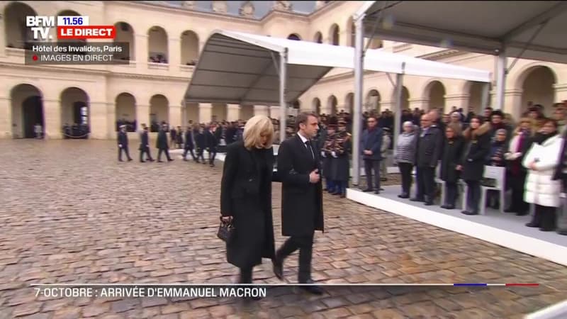 Hommage aux victimes françaises du 7 octobre: Emmanuel et Brigitte Macron sont arrivés dans la cour des Invalides