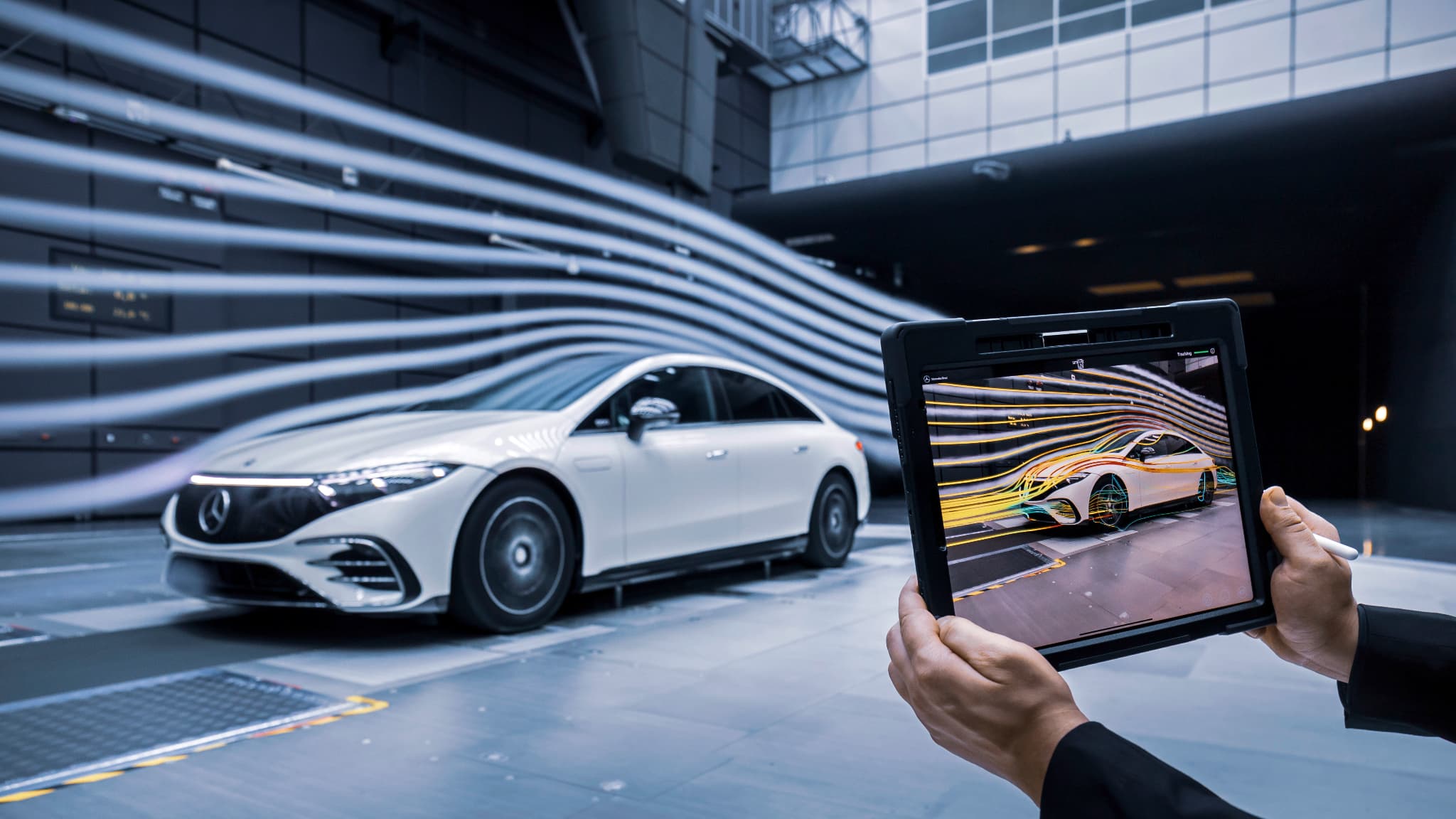 L'EQS, première berline 100% électrique de nouvelle génération de Mercedes. L'EQS, première berline 100% électrique de nouvelle génération de Mercedes.