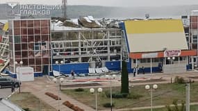 Un site d'infrastructure sociale détruit le mercredi 8 octobre 2025 dans le le village de Maslova Pristan, dans le district de Chebekino (Russie).