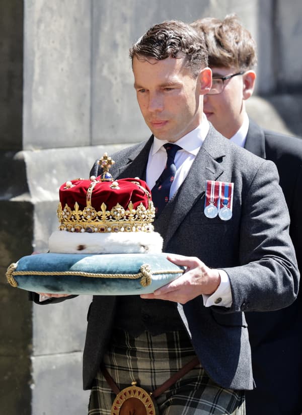 La couronne d'Ecosse, lors du couronnement de Charles à Edimbourg le 5 juillet 2023. 