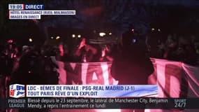 PSG-Real Madrid : Chaude ambiance mise par les ultras du PSG devant l'hôtel des joueurs parisiens