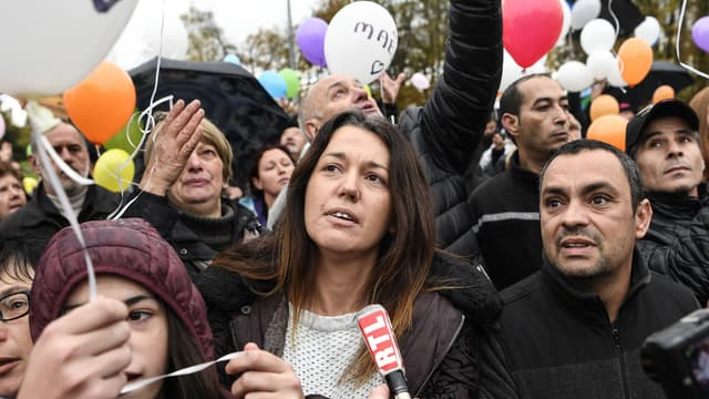 Jennifer et Joachim de Araujo, lors d'une manifestation en hommage à Maëlys.