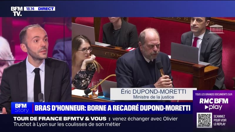 Bras d'honneur: Élisabeth Borne a recadré au téléphone Éric Dupond-Moretti après ses gestes