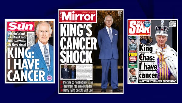 Les unes de la presse britannique, ce mardi 6 février 2024, au lendemain de l'annonce du cancer de Charles III
