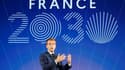 Emmanuel Macron lors de la présentation du plan d'investissements "France 2030" à l'Elysée, le 12 octobre 2021.