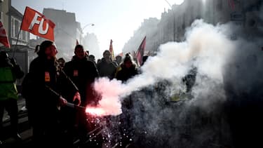 Manifestants ce lundi.