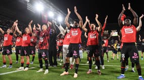 Les Rennais fêtent leur victoire contre l'OM, le 15 août 2025.