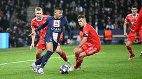 Kylian Mbappé face au Bayern au match aller
