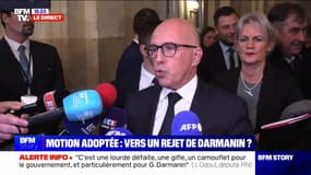 Motion de rejet du projet de loi immigration: "Nous voulons débattre et adopter dans son intégralité, sans ajout et sans modification, le texte du Sénat", affirme Éric Ciotti (LR)