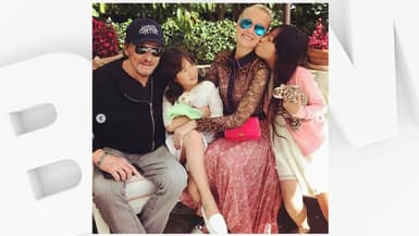 Johnny Hallyday en compagnie de Laeticia et de leurs filles Jade et Joy