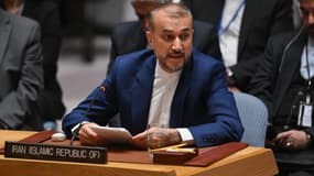 Le ministre iranien des Affaires étrangères Hossein Amir-Abdollahian à l'ONU le 18 avril 2024