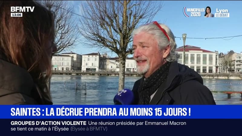 Crues: la décrue prendra 15 jours à Saintes mais "la vie est là" relativise un habitant