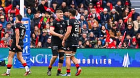 Mathis Castro Ferreira et Jack Willis lors de la victoire de Toulouse dans le derby, 2 mars 2024