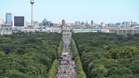 Manifestation contre les mesures destinées à lutter contre le coronavirus, le 1er août 2020 à Berlin.