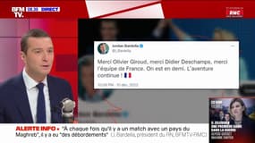 "Je félicite tout le monde": Jordan Bardella réagit après les critiques de son tweet remerciant Olivier Giroud