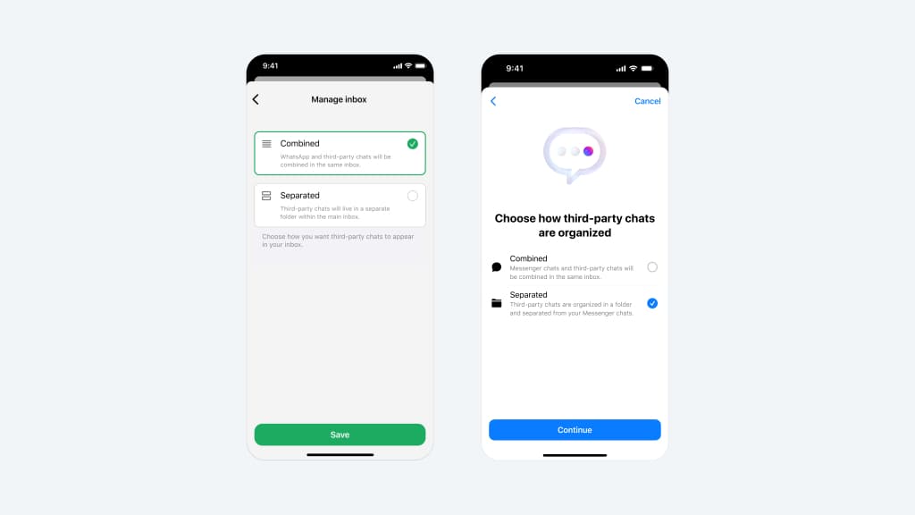 Whatsapp offrira deux options pour la réception des messages provenant de services tiers. Whatsapp offrira deux options pour la réception des messages provenant de services tiers.