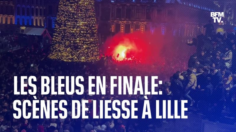 Les images de la foule rassemblée à Lille pour fêter la qualification des Bleus en finale