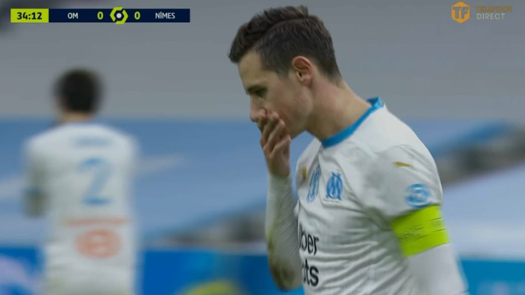 Thauvin lors du match OM-Nîmes, le 16 janvier 2021 Thauvin lors du match OM-Nîmes, le 16 janvier 2021